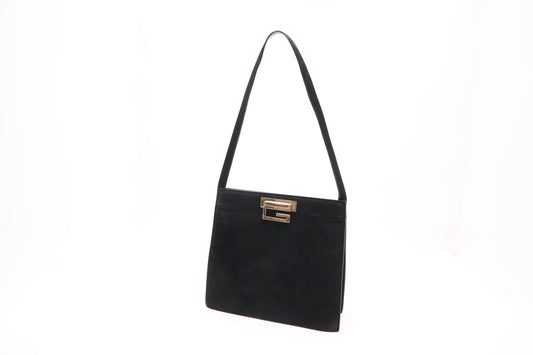 Gucci Shoulder Bag in Black Suede Canvas