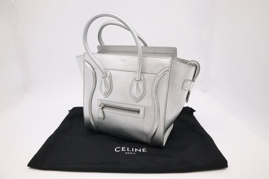 Celine Micro Luggage in Silver Leather