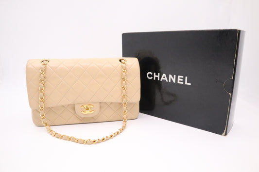 Chanel Medium Double Flap in Beige Mattelassé Leather