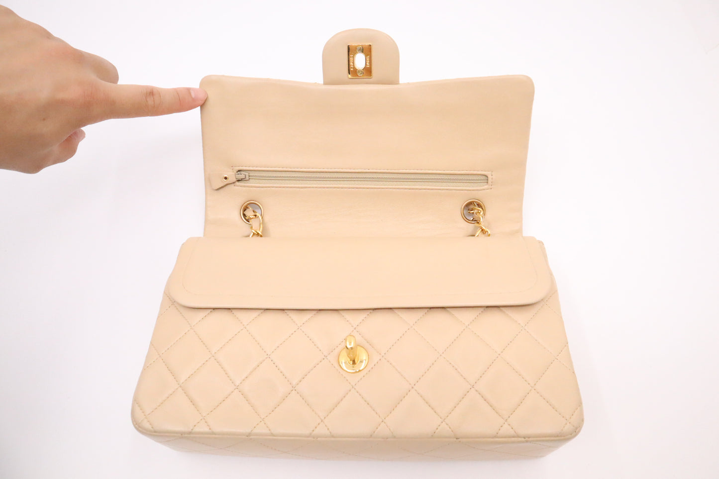 Chanel Medium Double Flap in Beige Mattelassé Leather