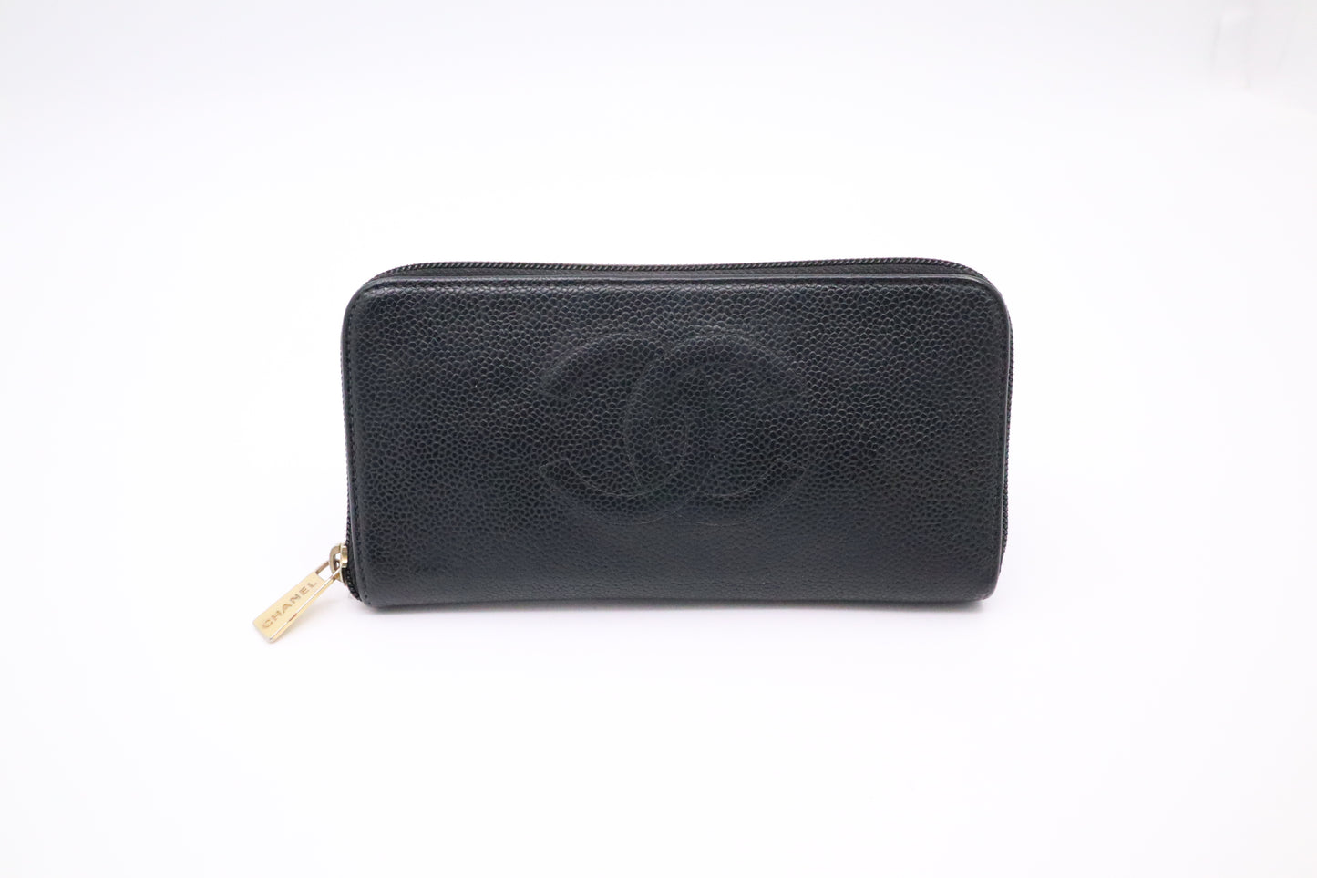 Chanel Long Zippy Wallet in Black Caviar Leather