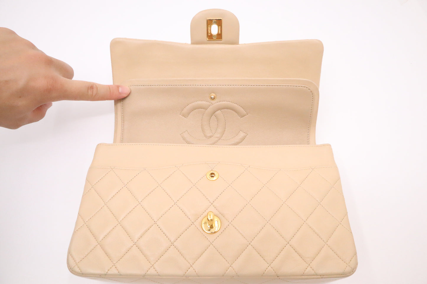 Chanel Medium Double Flap in Beige Mattelassé Leather