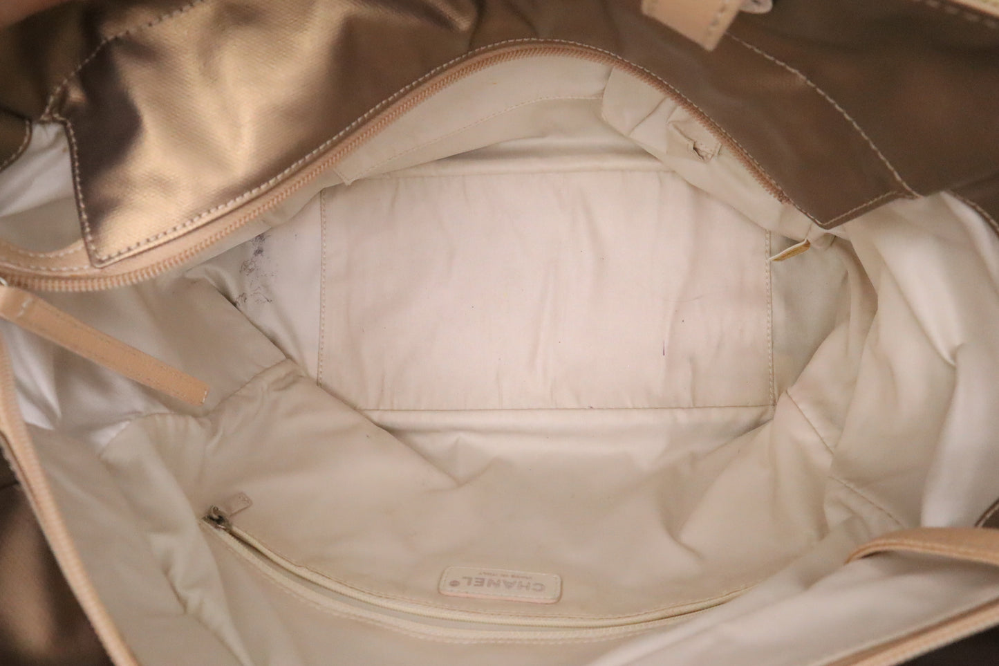 Chanel Paris Biarritz Tote Bag Large in Gold Mattelassé Leather