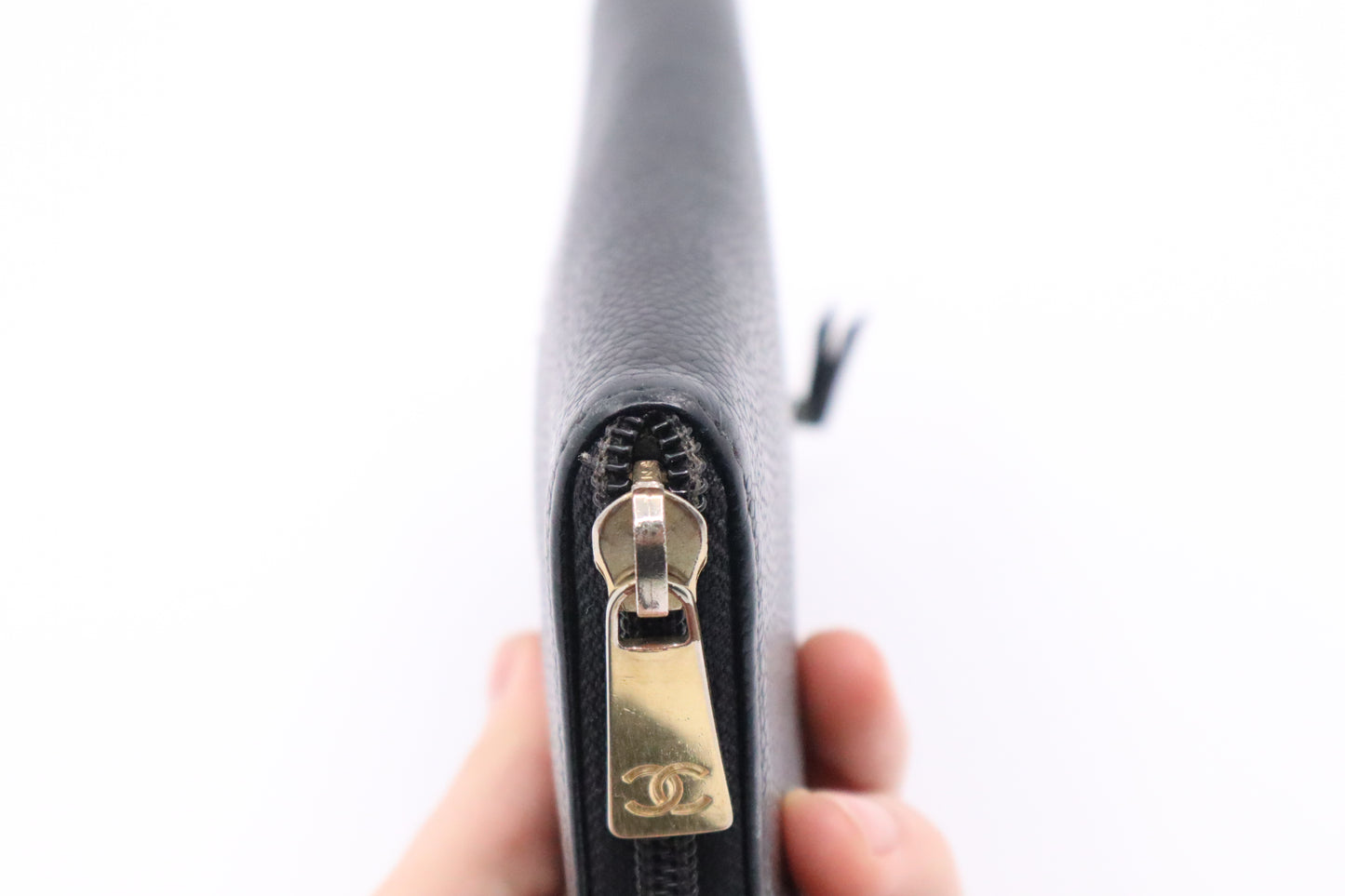 Chanel Long Zippy Wallet in Black Caviar Leather