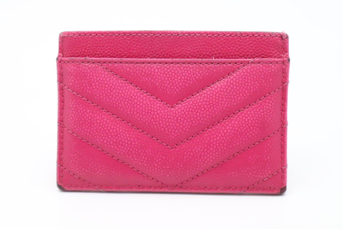 YSL Saint Laurent Card Case in Pink Grain de Poudre Embossed Leather