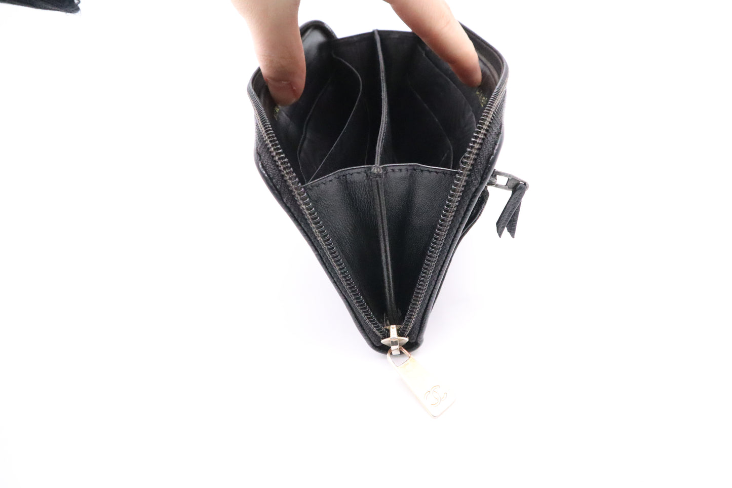 Chanel Long Zippy Wallet in Black Caviar Leather