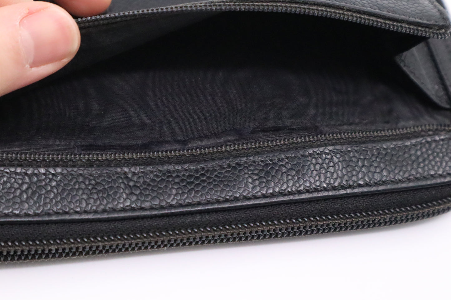 Chanel Long Zippy Wallet in Black Caviar Leather