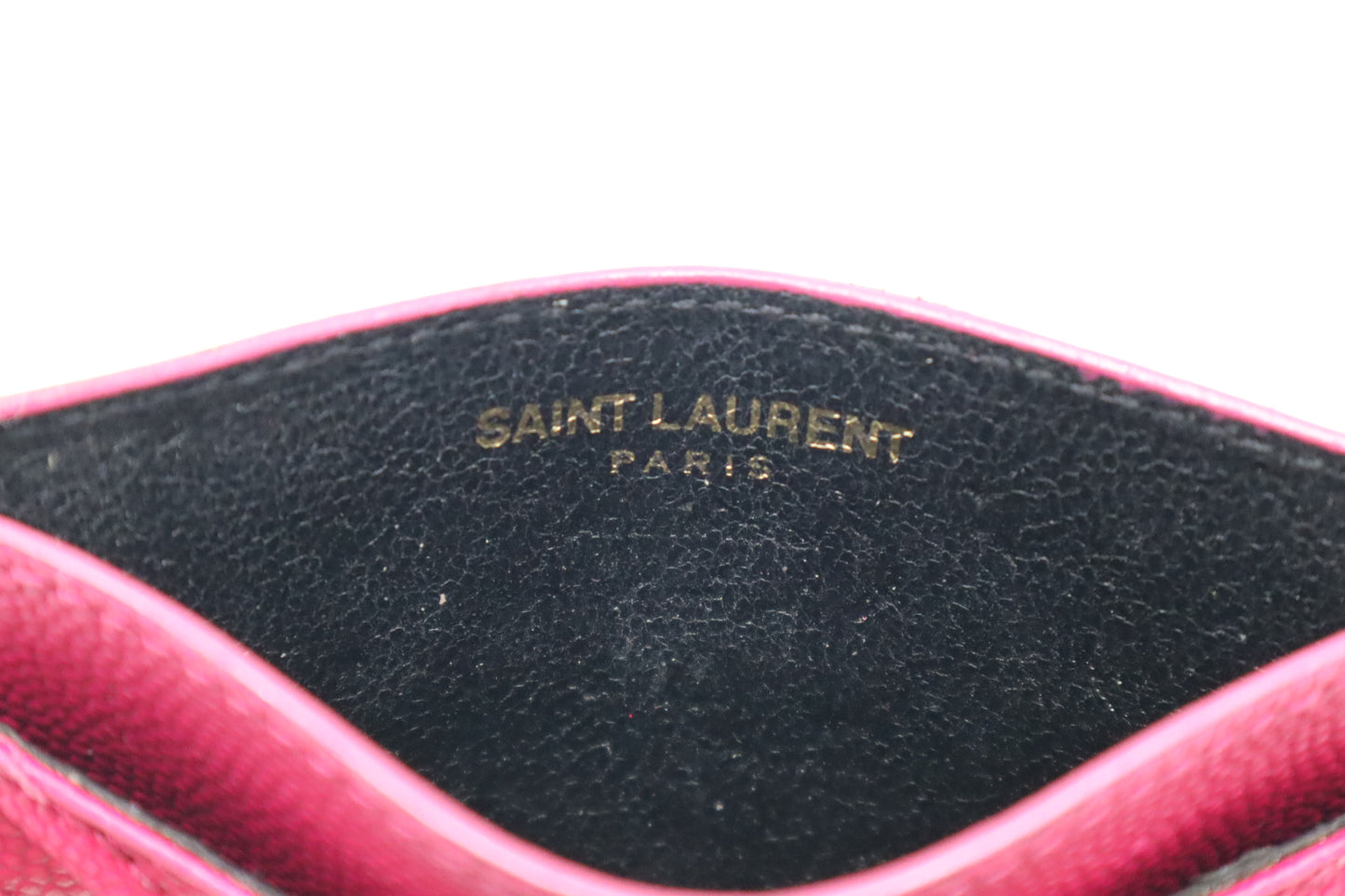 YSL Saint Laurent Card Case in Pink Grain de Poudre Embossed Leather