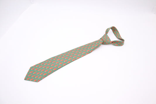 Hermes Tie in Green Silk