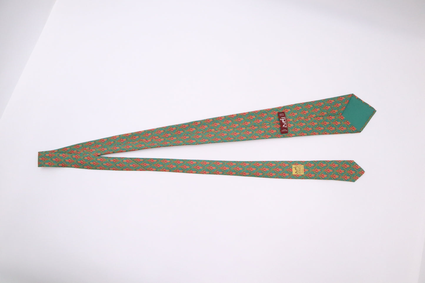 Hermes Tie in Green Silk