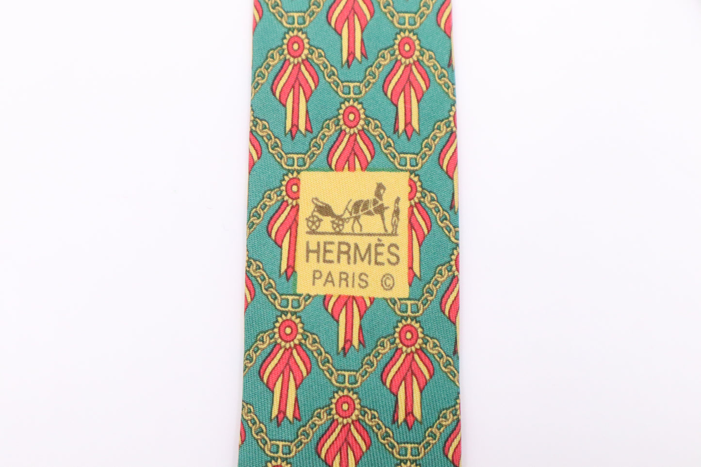 Hermes Tie in Green Silk