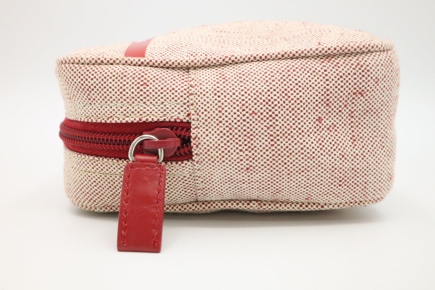 Prada Pouch in Beige and Red Canvas