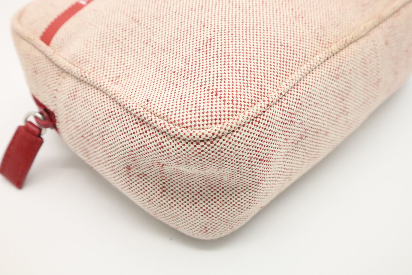 Prada Pouch in Beige and Red Canvas