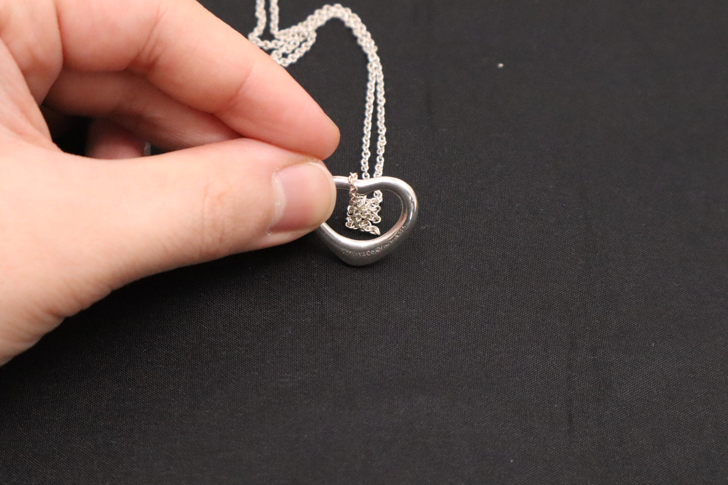 Tiffany Esla Peretti Open Heart Necklace in Sterling Silver