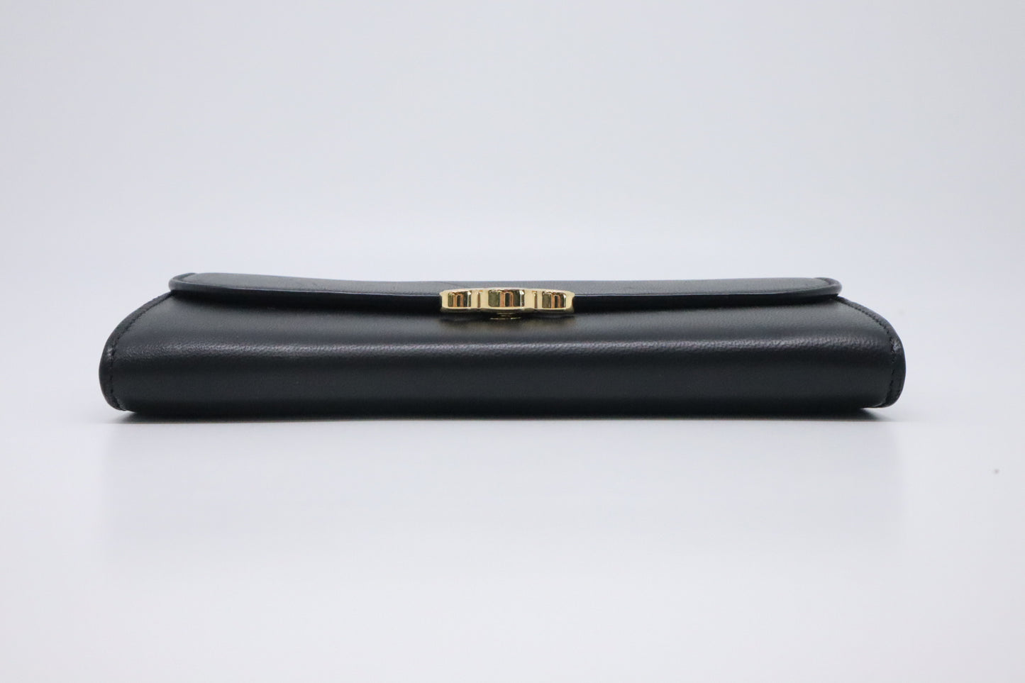Celine Large Flap Wallet in Black Triomphe Leather