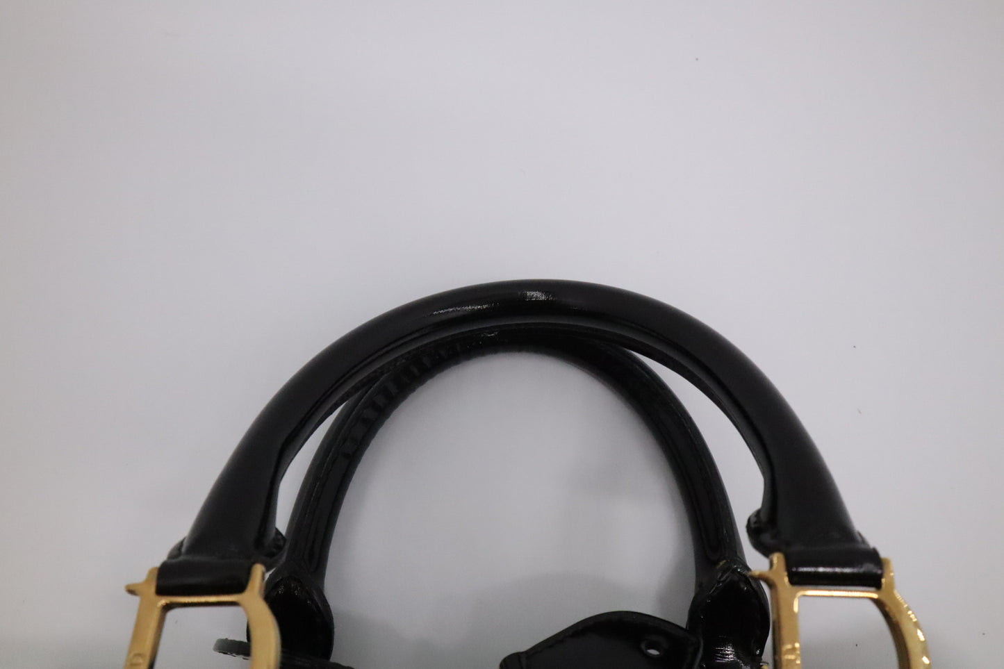 Dior Boston Bag in Brown Nylon and Black Patent Leather