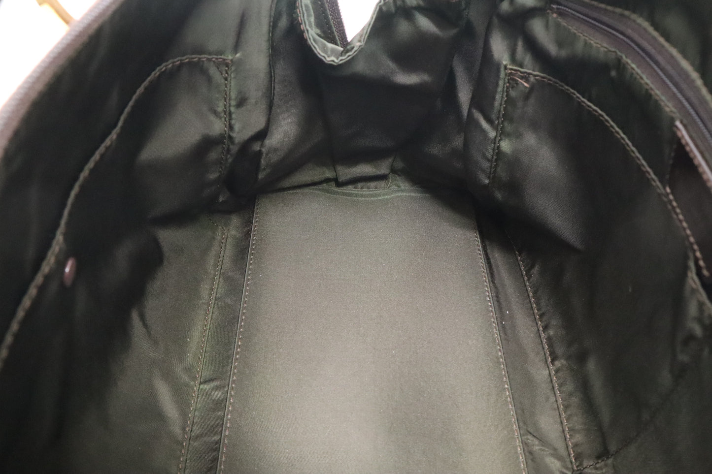 Dior Boston Bag in Brown Nylon and Black Patent Leather