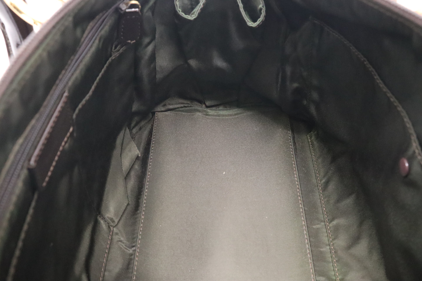 Dior Boston Bag in Brown Nylon and Black Patent Leather