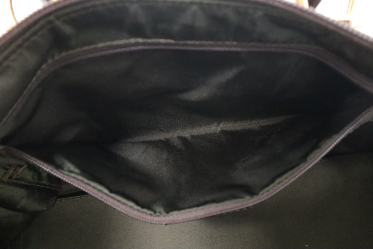 Dior Boston Bag in Brown Nylon and Black Patent Leather