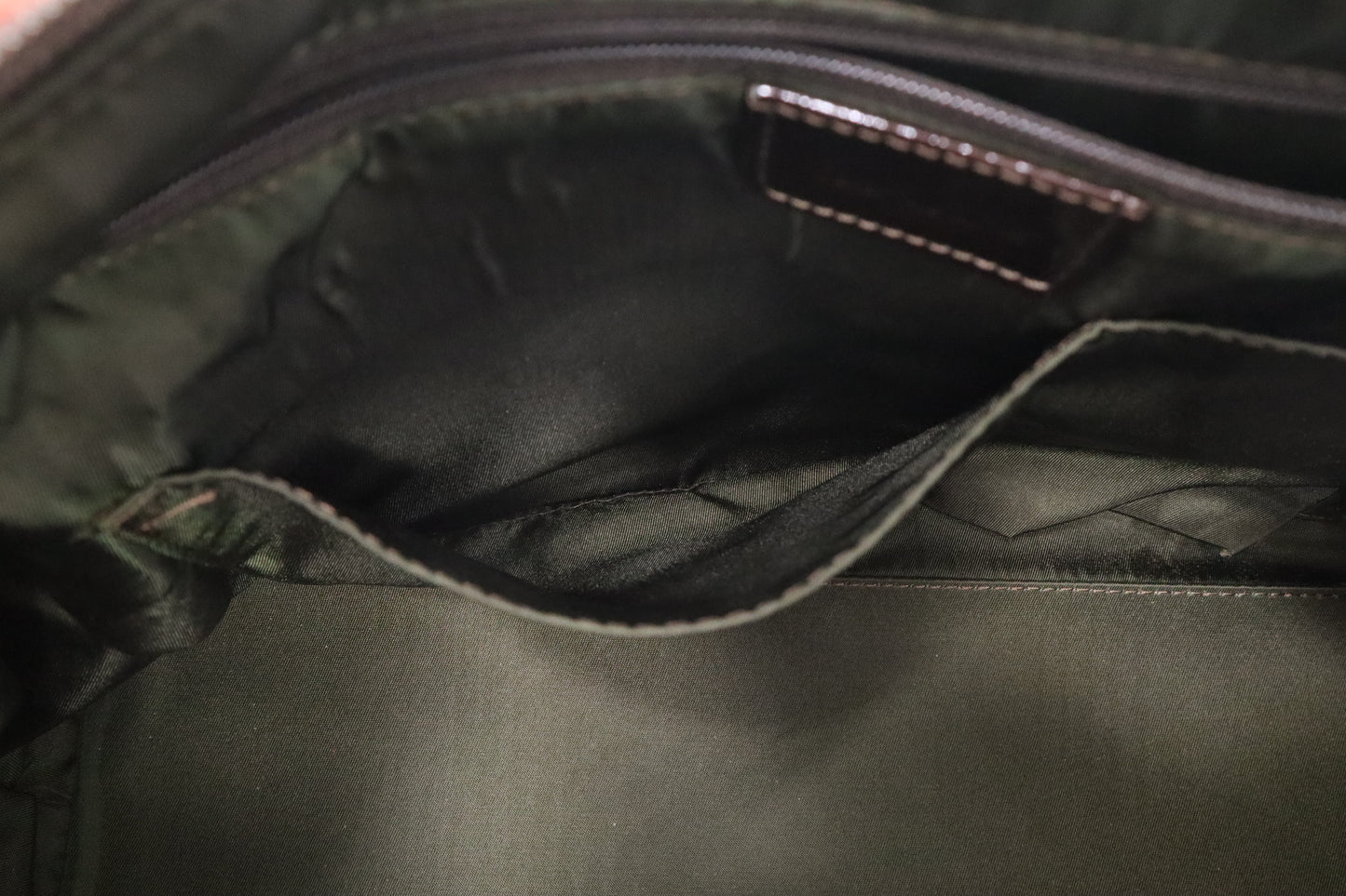 Dior Boston Bag in Brown Nylon and Black Patent Leather