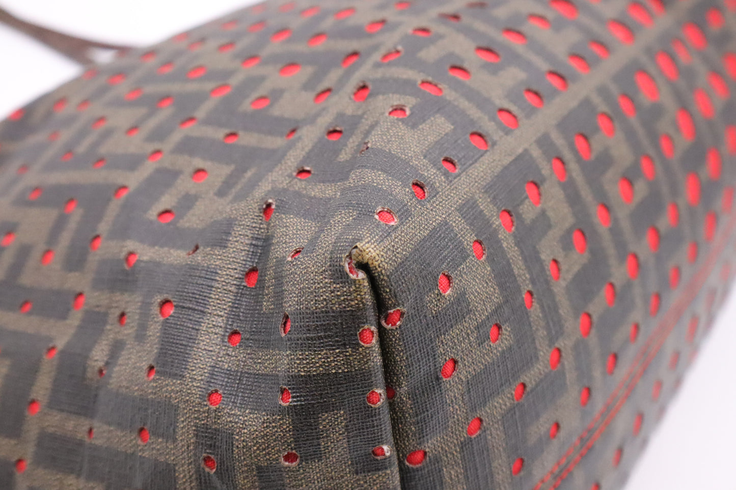 Fendi Perforated Spalmati Roll Tote Bag in Zucca Canvas