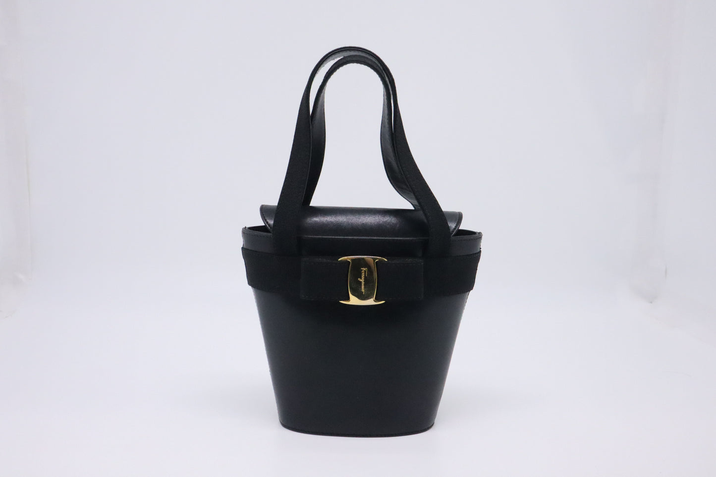 Ferragamo Small Trifolio Handbag in Black Leather