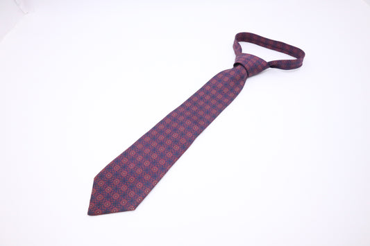 Hermes Tie in Burgundy & Blue Silk
