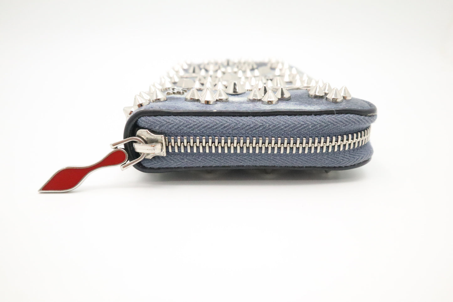 Christian Louboutin Long Zippy Wallet in Blue & White Leather
