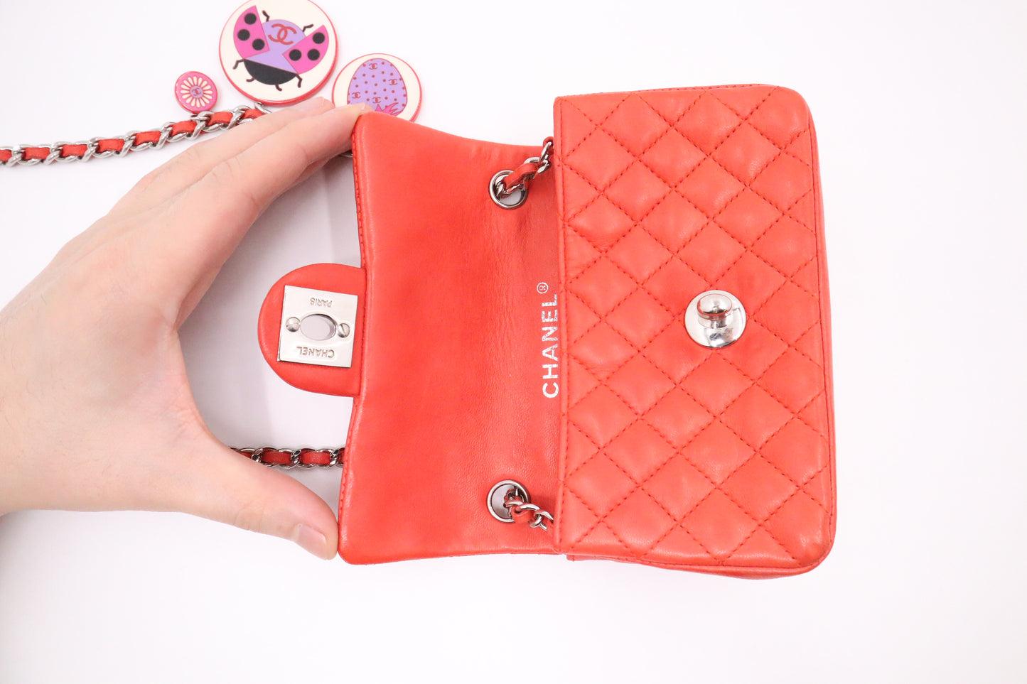 Chanel Ladybug Mini Flap in Coral Leather