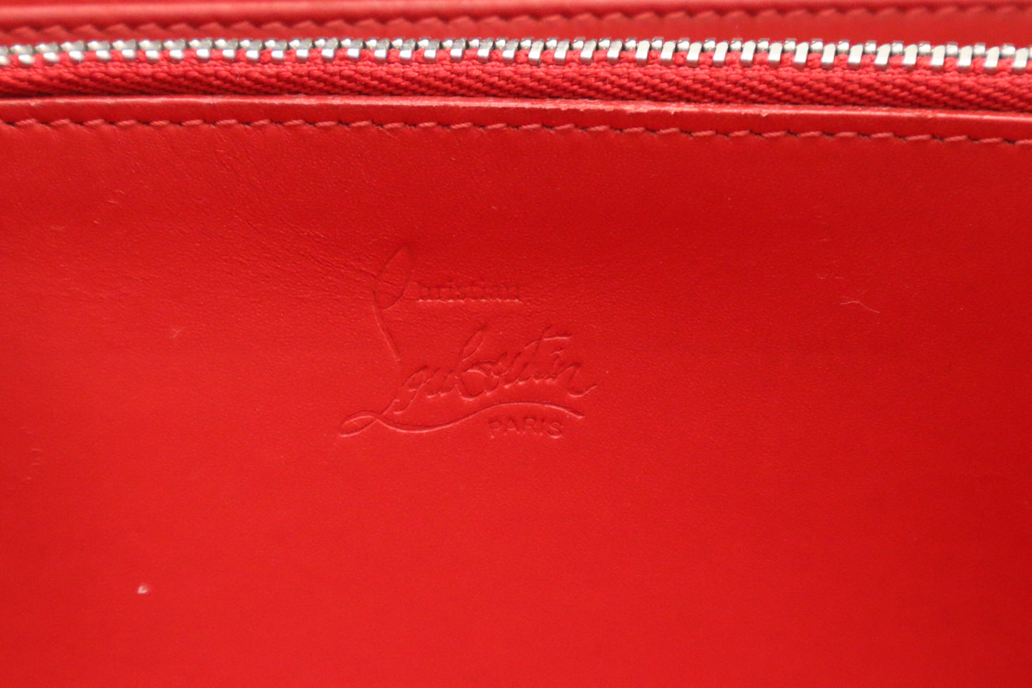 Christian Louboutin Long Zippy Wallet in Blue & White Leather