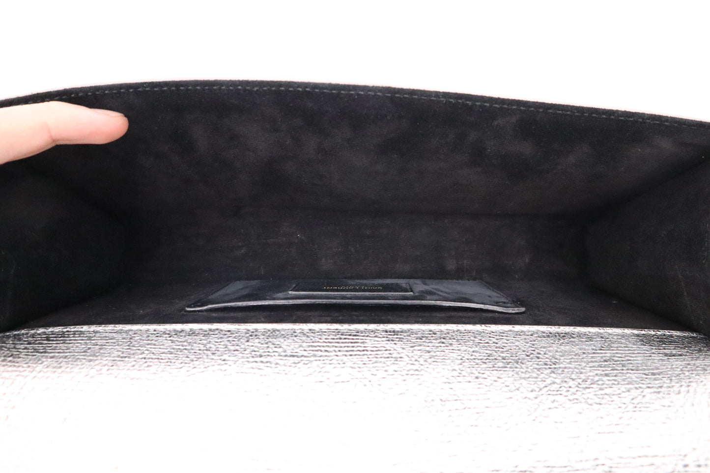 YSL Saint Laurent Kate Clutch in Silver Leather