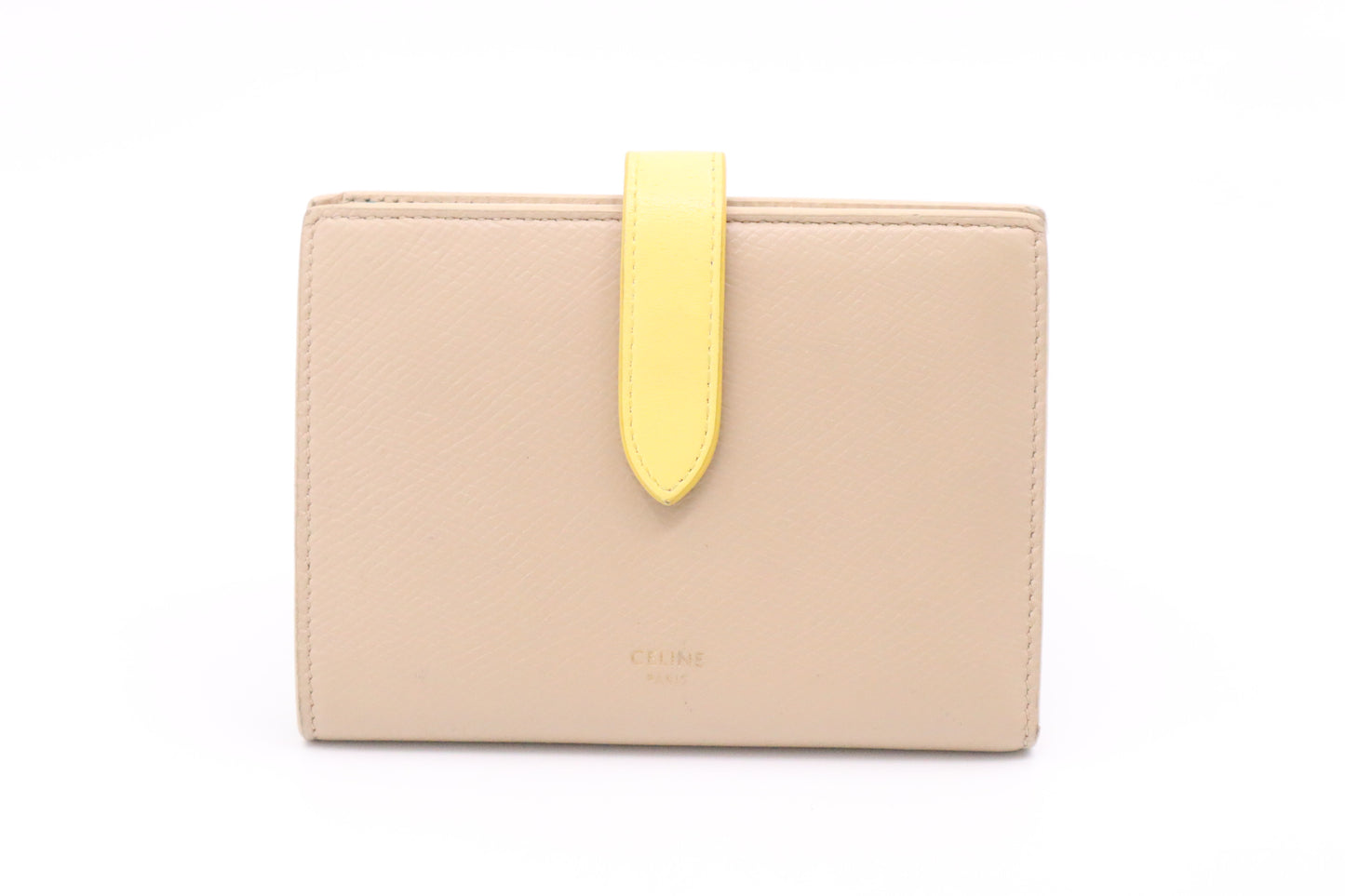 Celine Compact Wallet in Beige and Yellow Leather