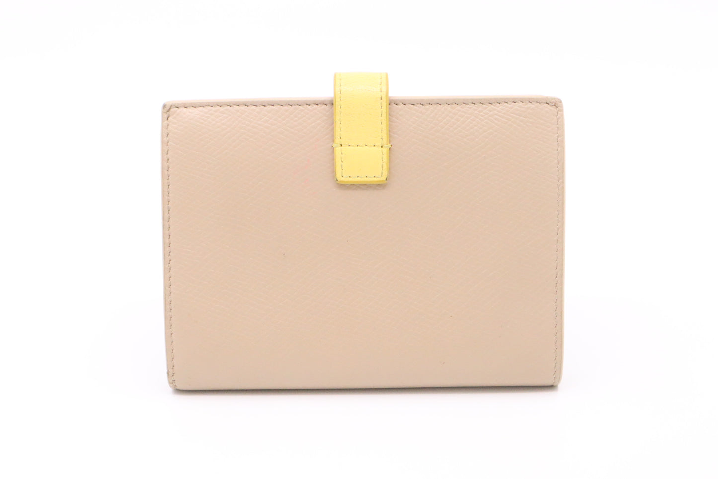 Celine Compact Wallet in Beige and Yellow Leather