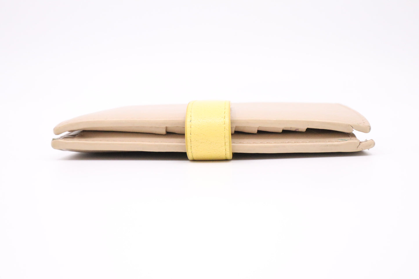 Celine Compact Wallet in Beige and Yellow Leather