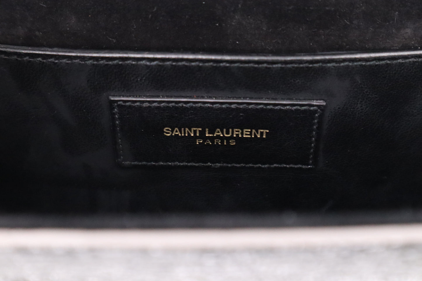 YSL Saint Laurent Kate Clutch in Silver Leather