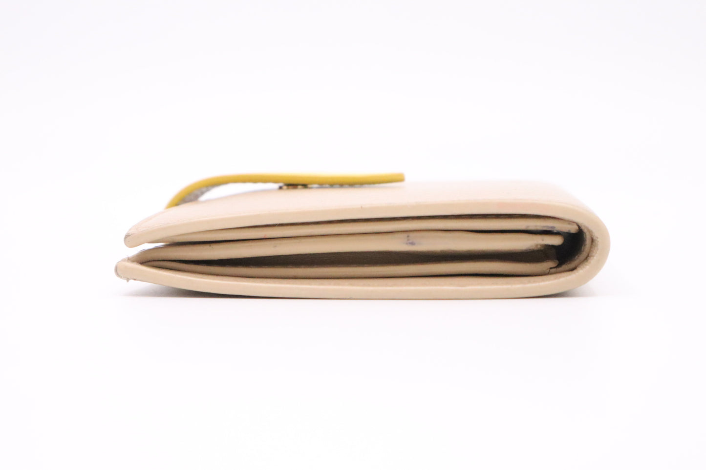 Celine Compact Wallet in Beige and Yellow Leather