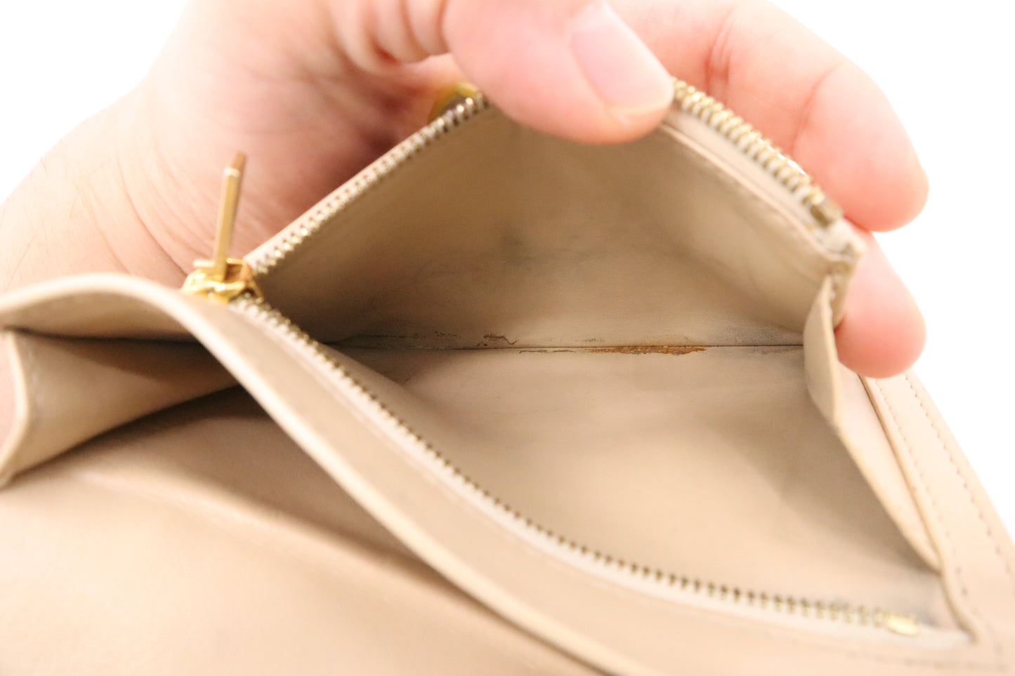 Celine Compact Wallet in Beige and Yellow Leather