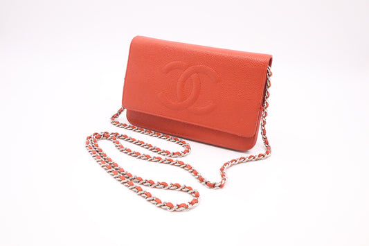 Chanel Wallet on Chain in Orange Caviar Leather