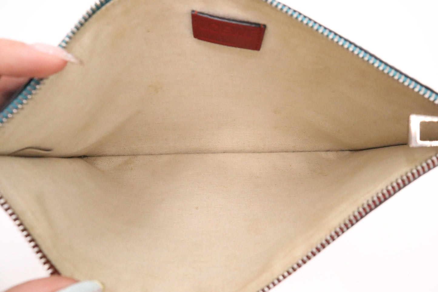 Loewe Clutch in Blue & Red Leather