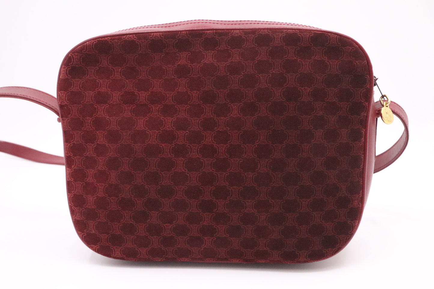 Celine Shoulder Bag in Bordeaux Canvas and Leather