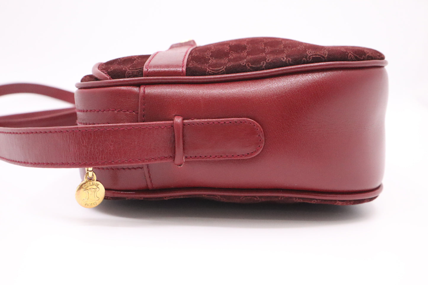 Celine Shoulder Bag in Bordeaux Canvas and Leather
