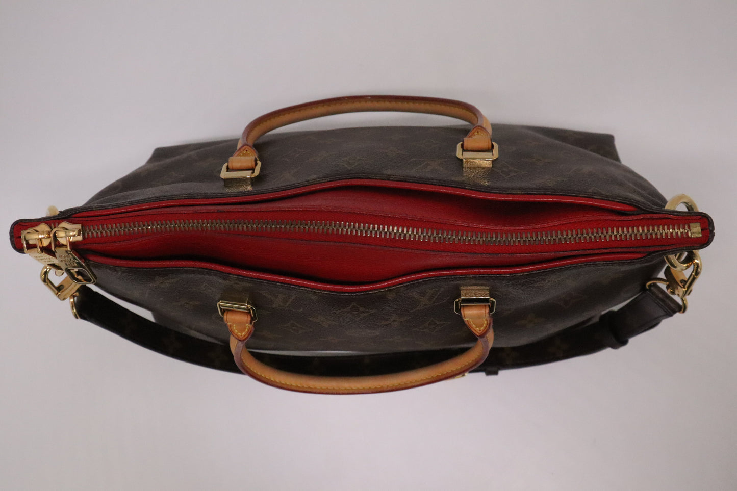 Louis Vuitton Pallas in Red and Monogram Canvas