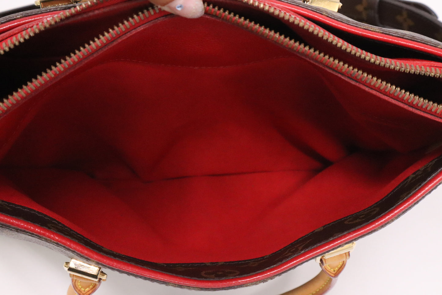 Louis Vuitton Pallas in Red and Monogram Canvas