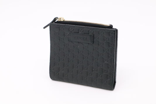 Gucci Compact Wallet in Black Micro Guccissima Leather