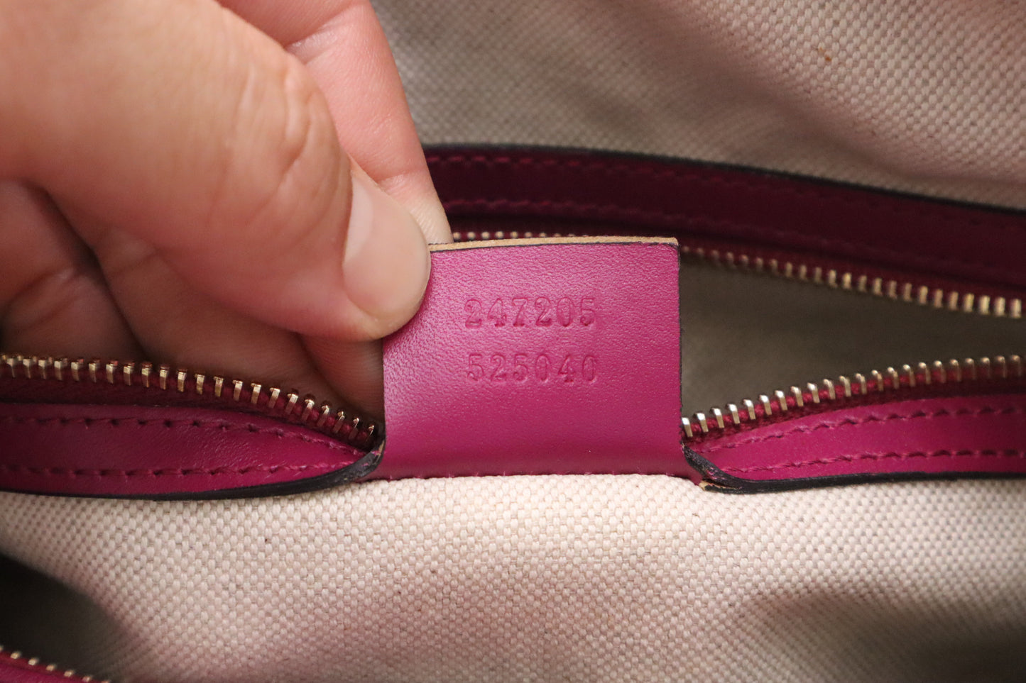 Gucci Boston Bag in Brown Canvas & Fuschia Leather