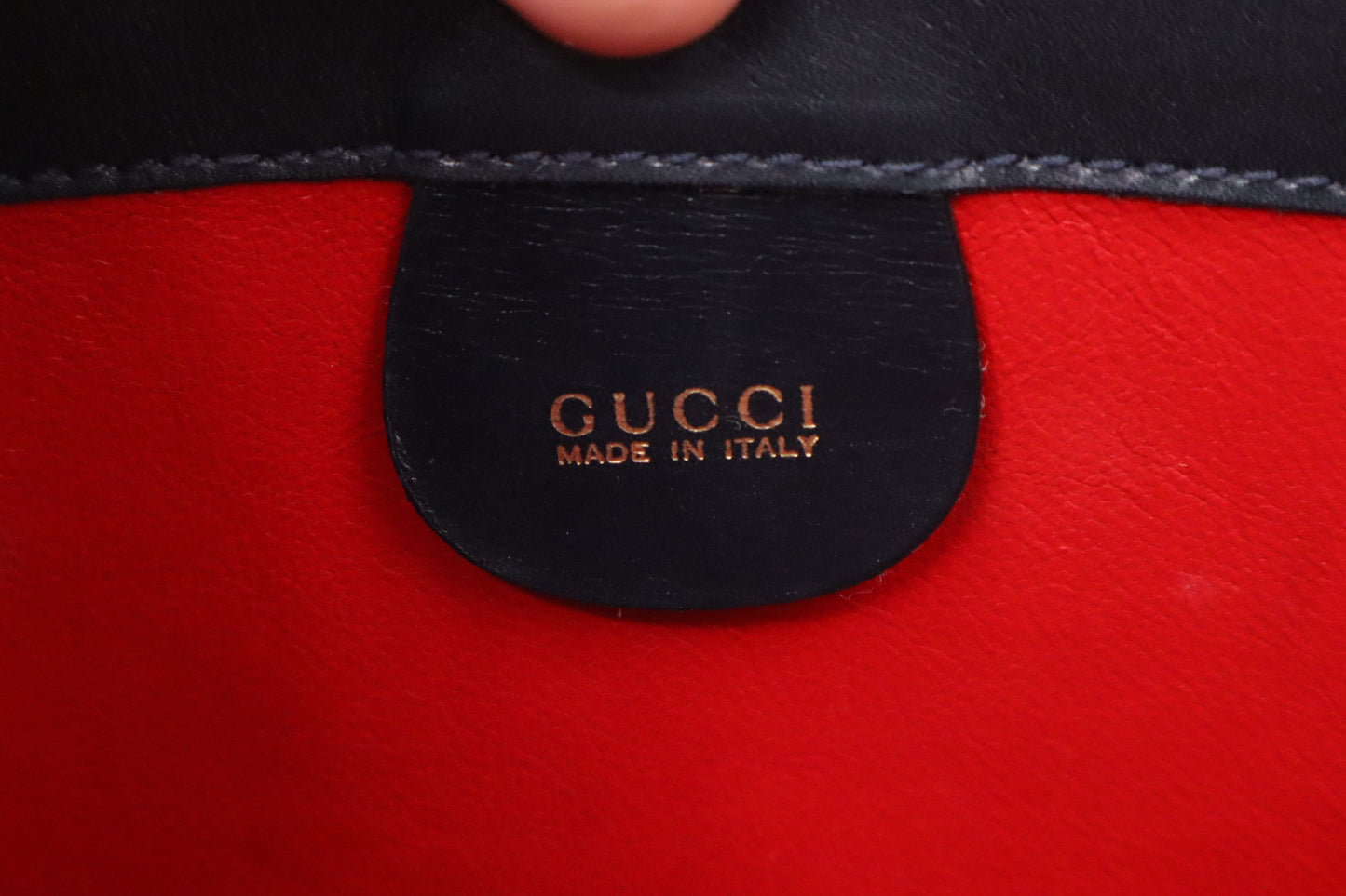 Gucci Bamboo Handbag in Navy Blue Leather