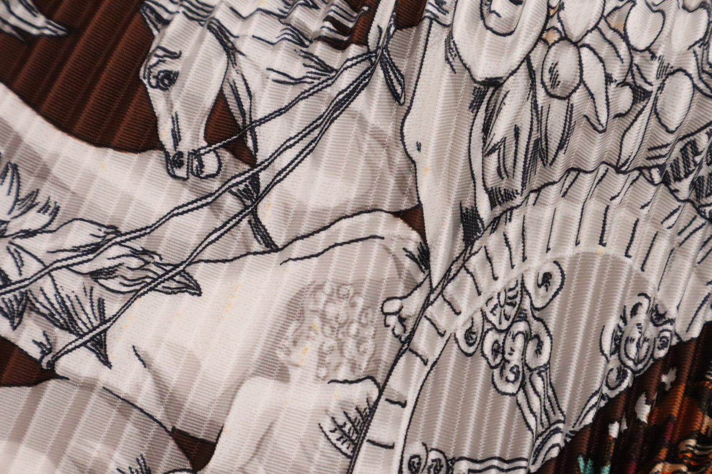 Hermes 'Le Paradis du Roy' Pleated Scarf in Brown Silk