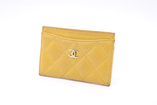 Chanel Card Case in Yellow Caviar Leather
