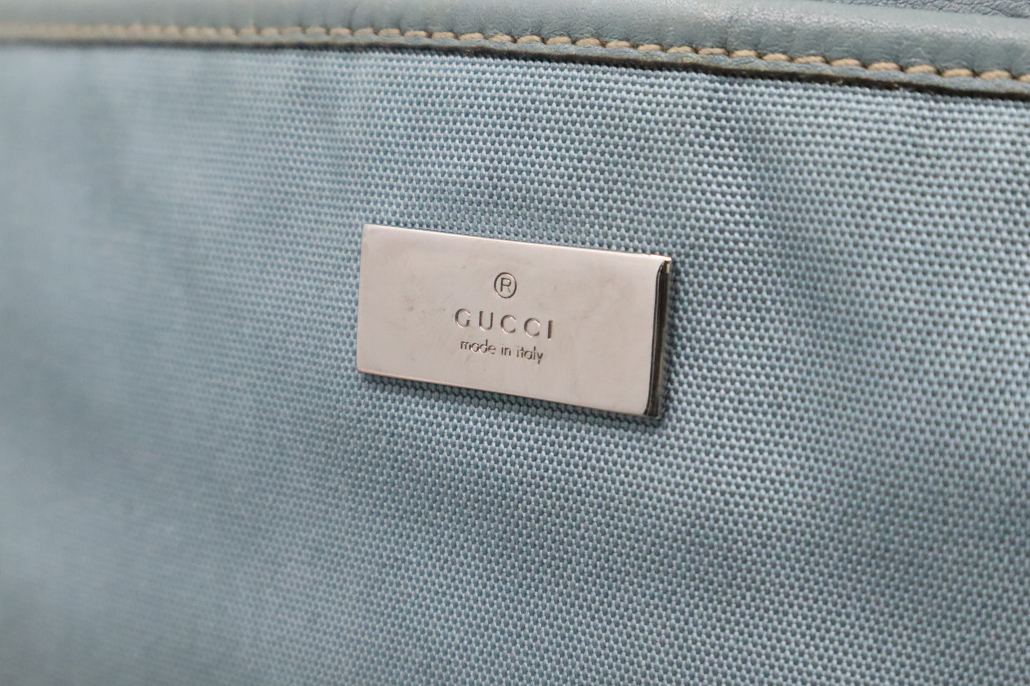 Gucci Crossbody in Light Blue Canvas & Guccissima Leather
