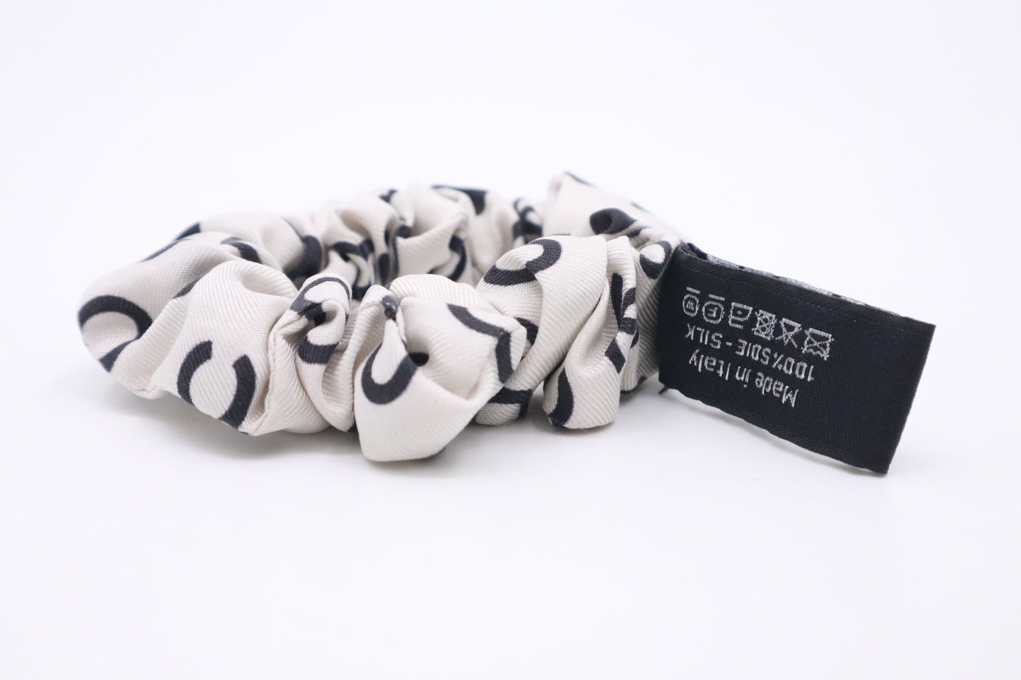 Chanel Scrunchie in Black & White Silk